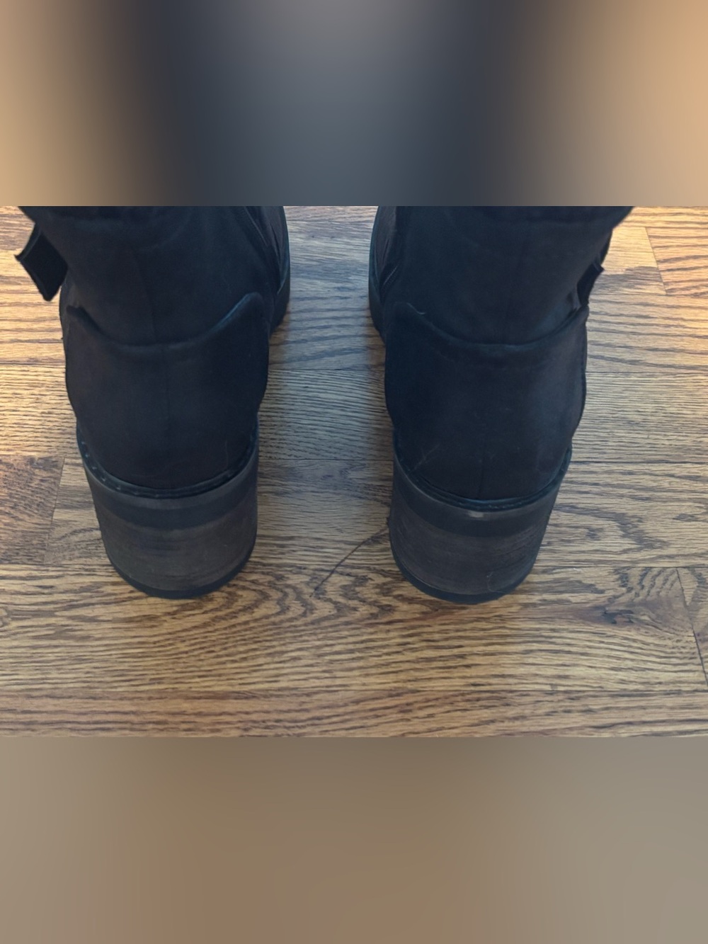 Crown Vintage Jolie Black Moto Ankle Boots Faux Fur Buckle Lug Sole Size 9 US - Picture 5 of 8